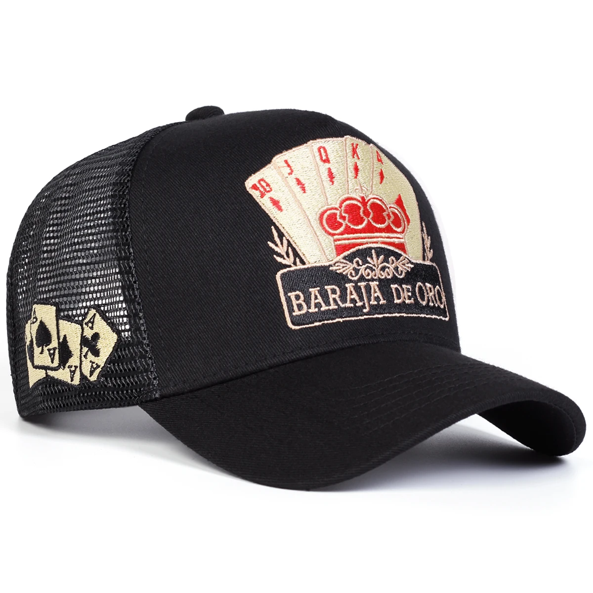 Boné de Beisebol Unissex BARAJA DE ORO com Bordado, Ajustável, Casual, para Primavera e Verão, Proteção Solar, Boné Esportivo