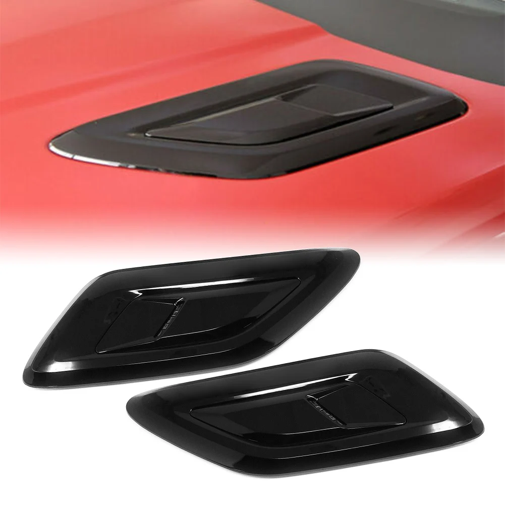 2Pcs Gloss Black Car Front Hood Upper Vents Cover For Land Rover L494 Range Rover Sport 2018 2020 2021 ABS Plastic