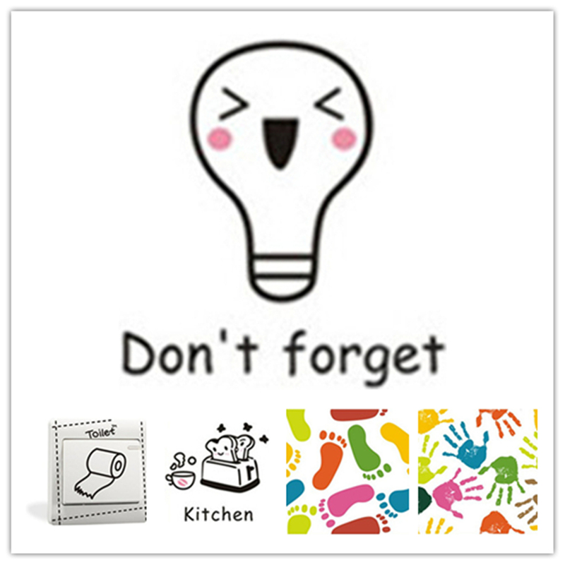 9*9CM Switch Stickers Funny Lamp Bulb Toilet Paper Vinyl Wall Decals Kids Room Decoration Cartoon Wallpaper for Bathroom Kitchen
