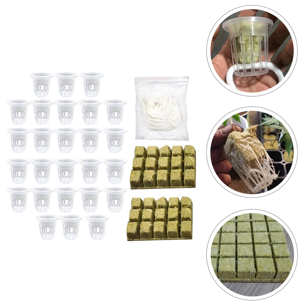 

1Set Soilless Culture Hydroponics Kit Net Cups Wool Starter Plugs Self Watering Wick Cord for Vegetable Planting