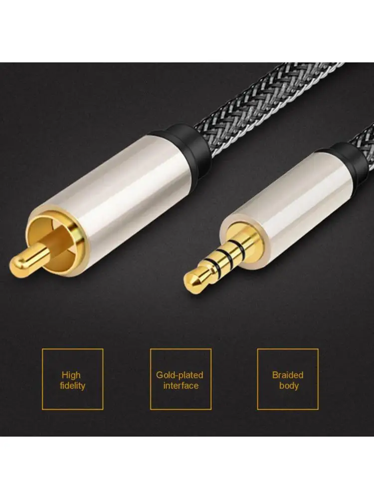 Câble Audio Coaxial 3.5MM Jack RCA vers RCA mâle câble Coaxial plaqué or stéréo HiFi Home cinéma pour amplificateurs lecteur