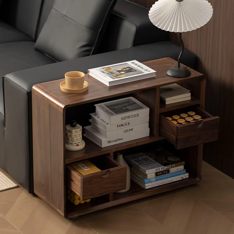

Creative Small Corner Table for Small Apartments, Solid Wood Side Table, Sofa Side Cabinet, Room Storage Cabinet
