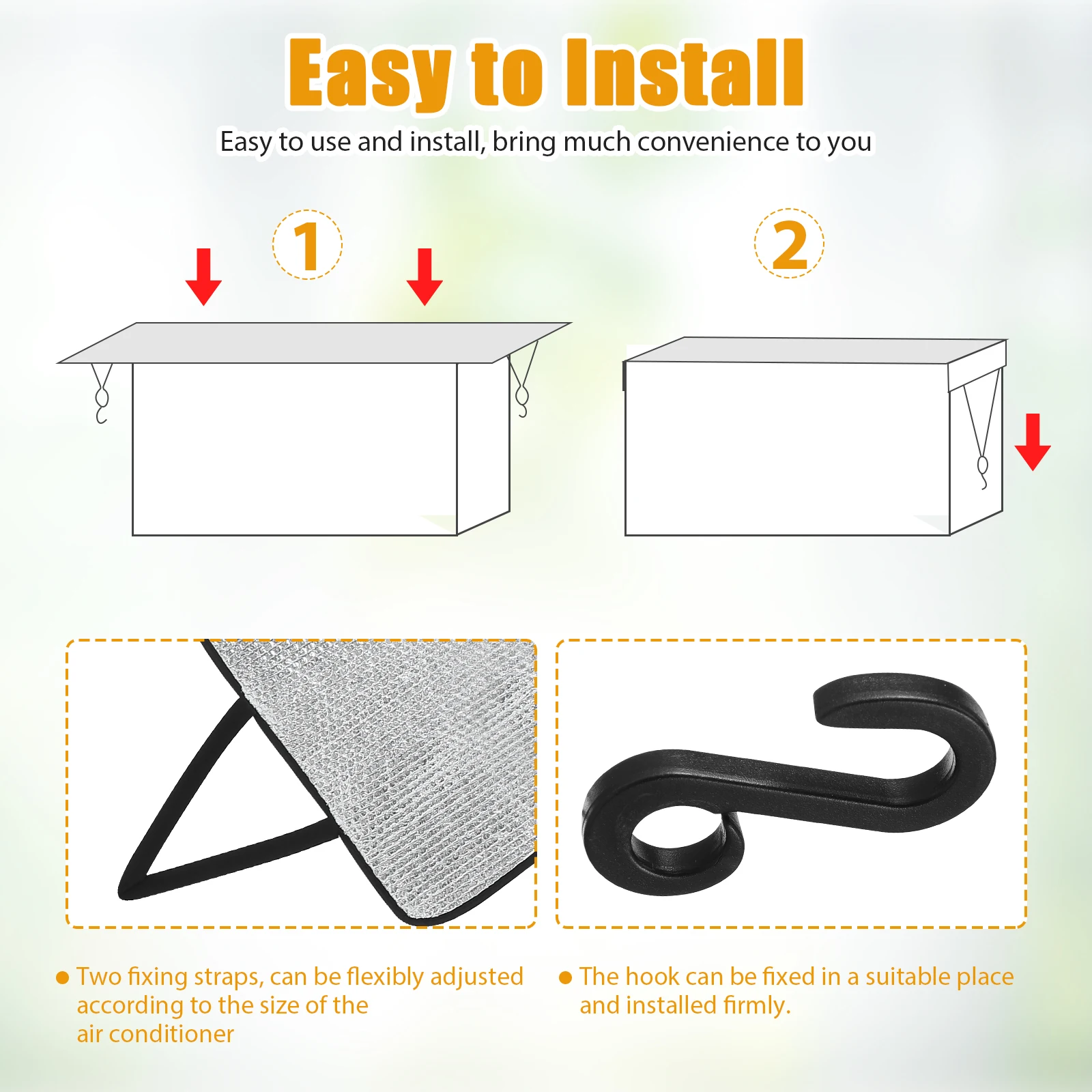 غطاء واقي من الشمس لمكيف الهواء، غطاء خارجي، أغطية ظلة خارجية مقاومة للمطر، تقلل من درجة الحرارة، غطاء حماية مكيف مضاد للغبار #4