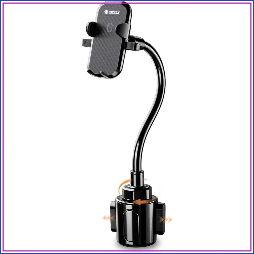 

Upgraded 15" Car Cup Holder Phone Mount, Adjustable Long Gooseneck with Expandable Base for iPhone Samsung Pixel