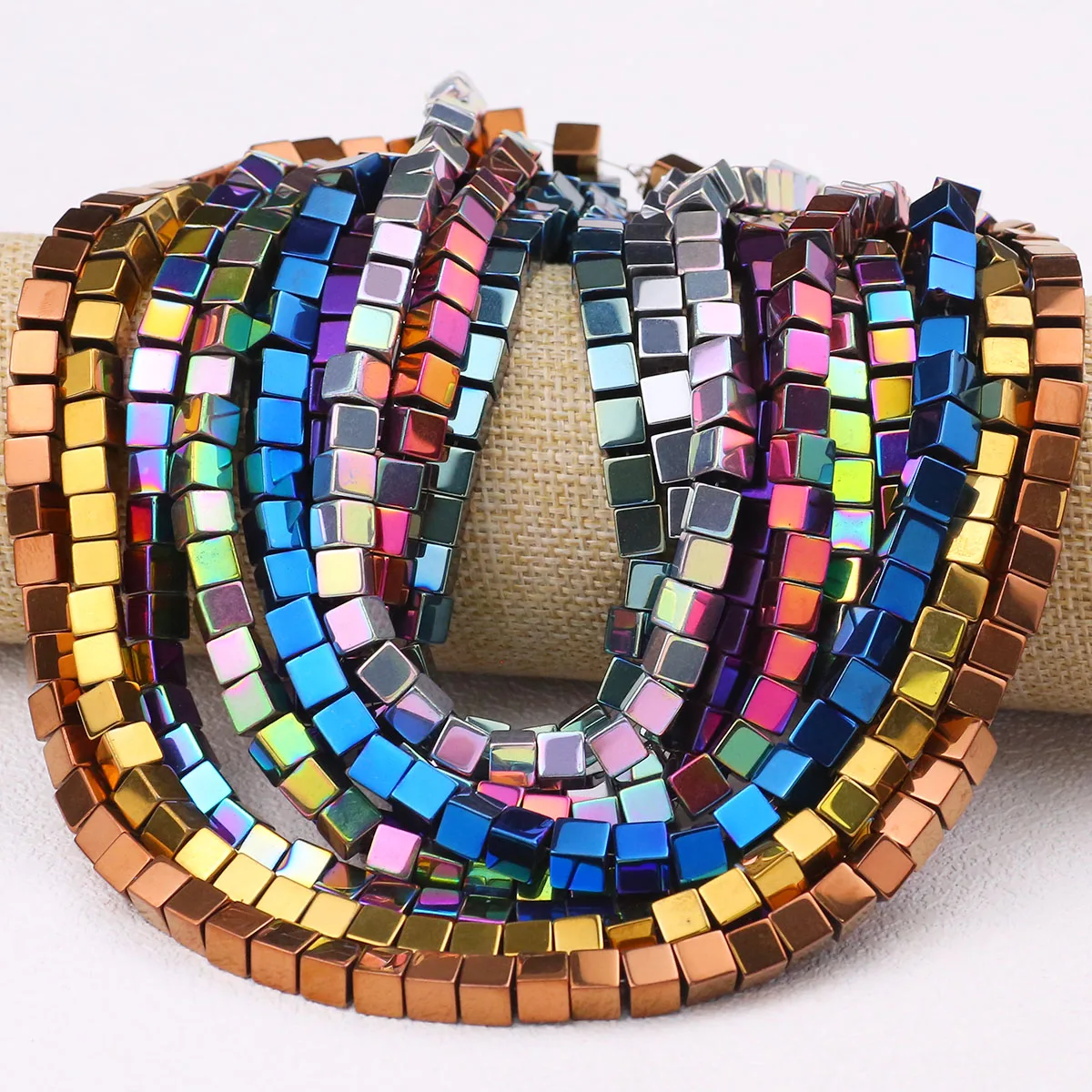 2/3/4/6MM Multi-Colored Square Hematite Natural Stone Spacer Loose Beads For Jewelry Making Necklaces Bracelets DIY Accessories
