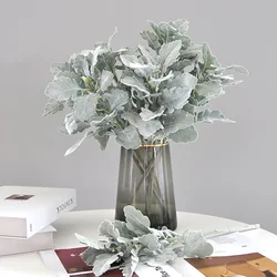 Silver Leaf Chrysanthemum Artificial Green Plant Floral Arrangement Flower Arrangement with Grass Home Decoration Silk Flower