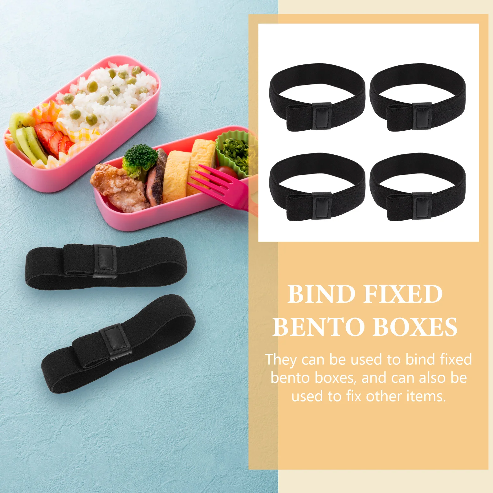 

4 шт. двухслойный ремень для коробки бенто, материал премиум-класса, фиксирующая лента для ланч-боксов, простой в использовании, чистый, длительный срок использования, для путешествий, пикника