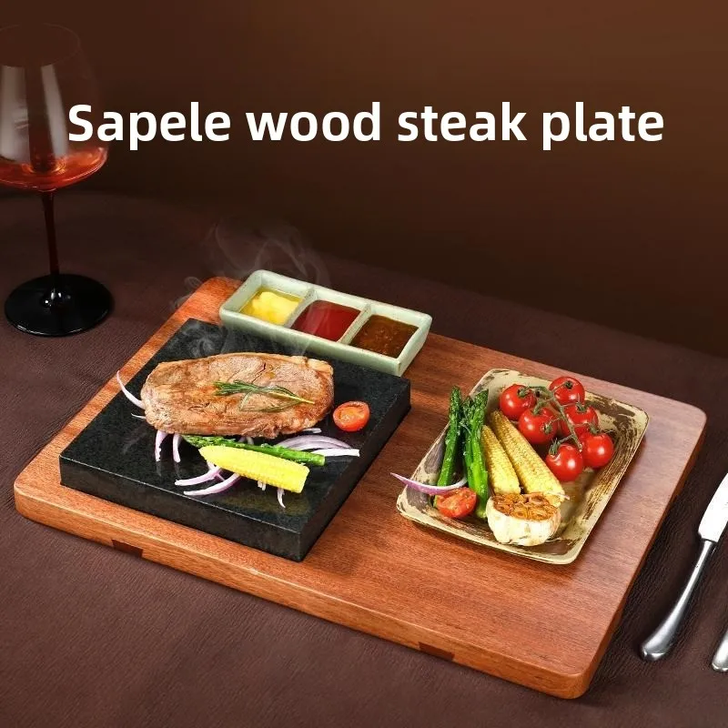 Korean Stone Grill Pan Restaurant Steak Cooking Plate Hotel Thermal Volcanic Stone Coarse Ceramic Dish