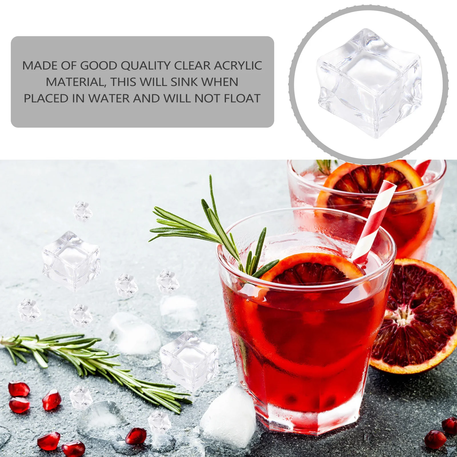 

1Set Simulation Ice Cubes Clear Acrylic Artificial Ice Crushed Rocks Photography Props Decorative Crystal Rocks for Home Kitchen