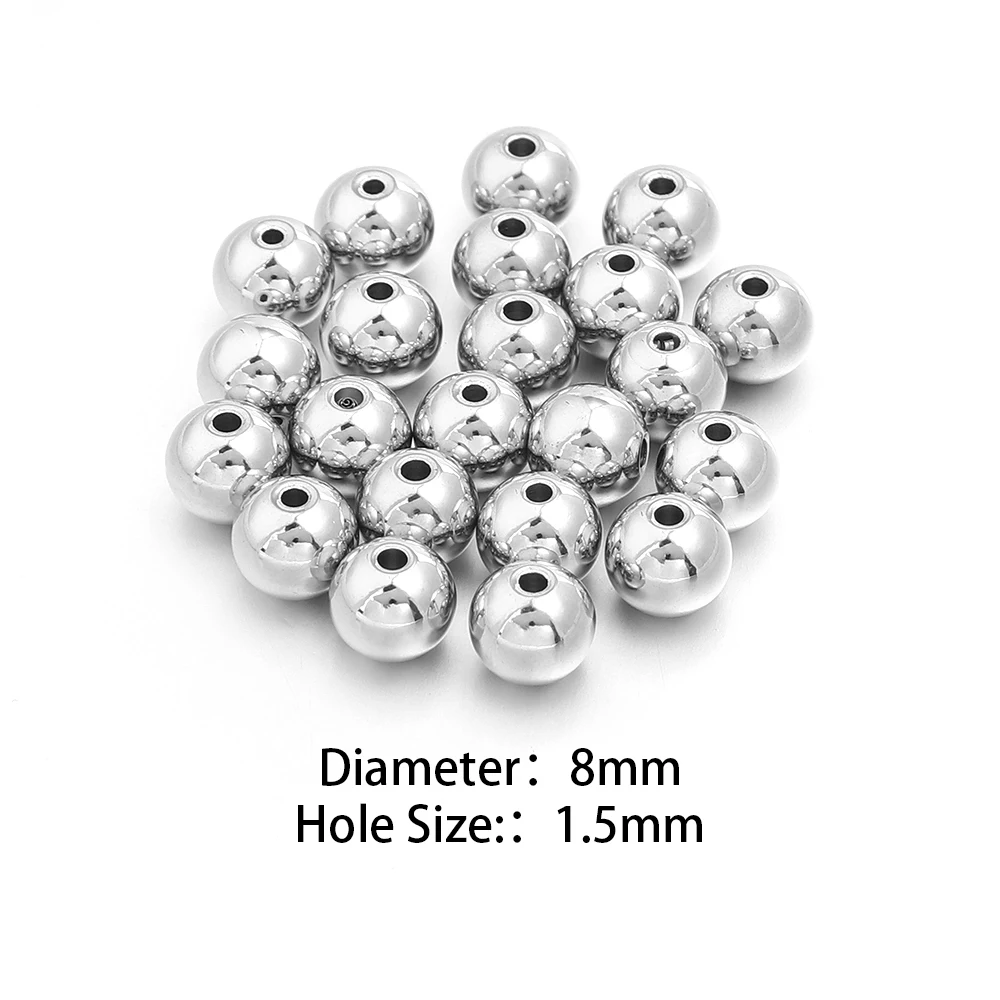 10-100 Stück hochwertige Edelstahlperlen für die Schmuckherstellung, lose Abstandshalter-Rundperlen, DIY-Armband, Halskette, Großhandel, 2-10 mm – Detail 13