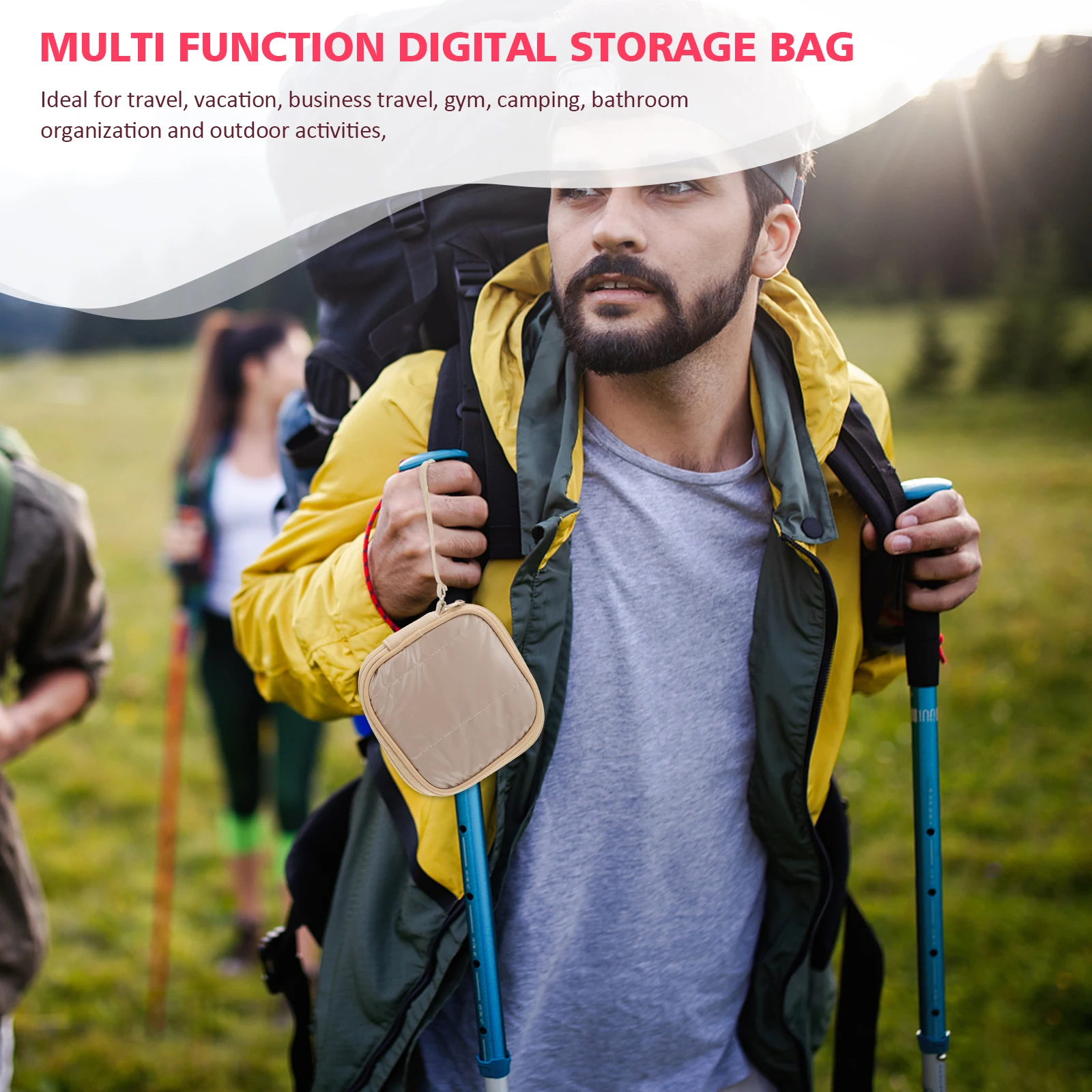 

Cable Storage Bag for Digital Devices 2-Space Organizer Pouch for Power Adapters Data Lines Travel Accessories Charging Cords