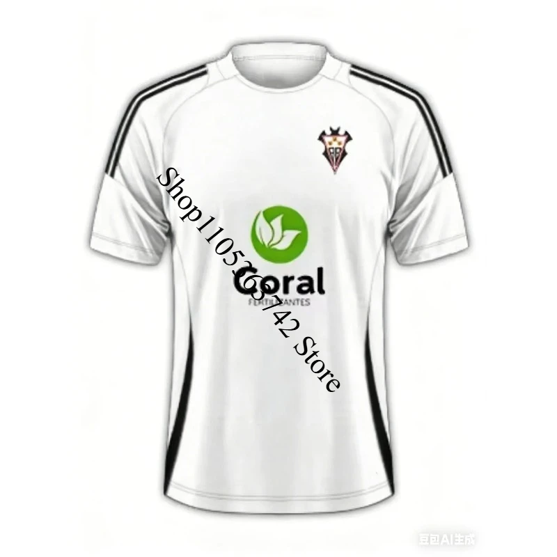 Camisa de Futebol Masculina Atlético Albacete Kit Casa Estampada em 3D Adulto e Infantil Camiseta Esportiva de Verão Secagem Rápida Macia