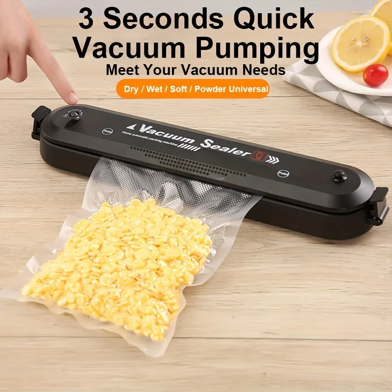 

1set 10pcs Compact Food Vacuum Sealer Machine with Automatic Air Sealing System and Bags for Home and Kitchen