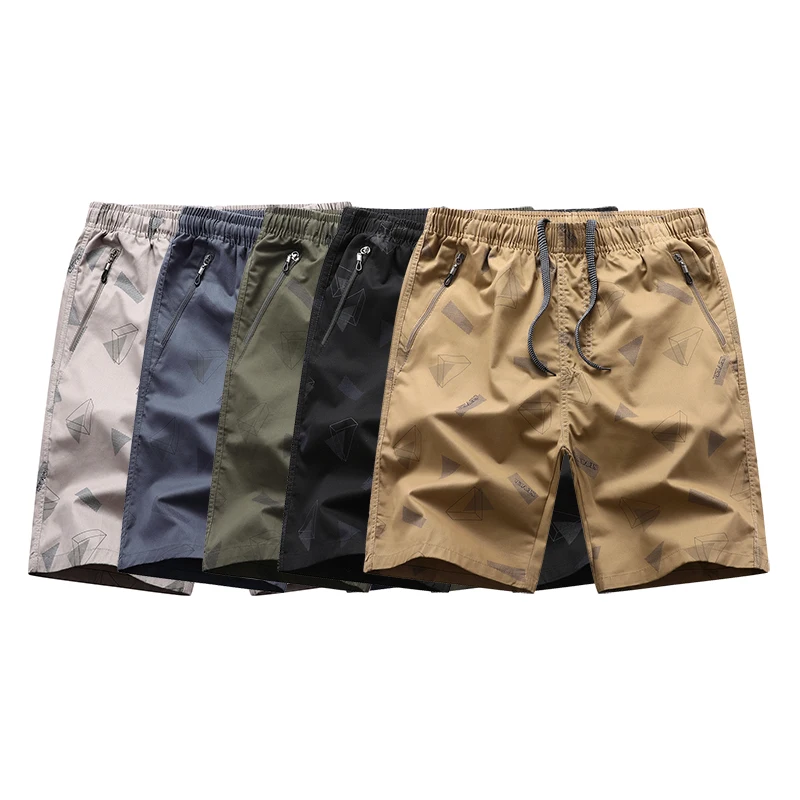 

TRAF Multicolor Geometric Print Shorts with Drawstring and Zipper Pockets for Men's Style