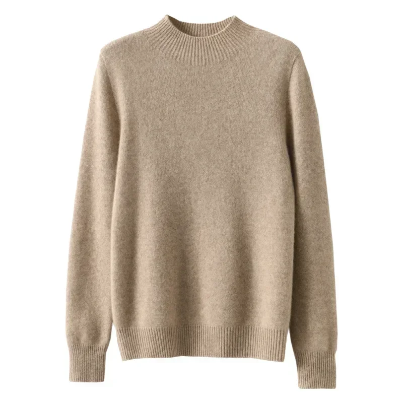 Women's Knitwear Autumn Winter Sweater Korean Basic Solid Long Sleeve Pullovers Warm Bottoming Shirts Half High Collar Black Red image 6