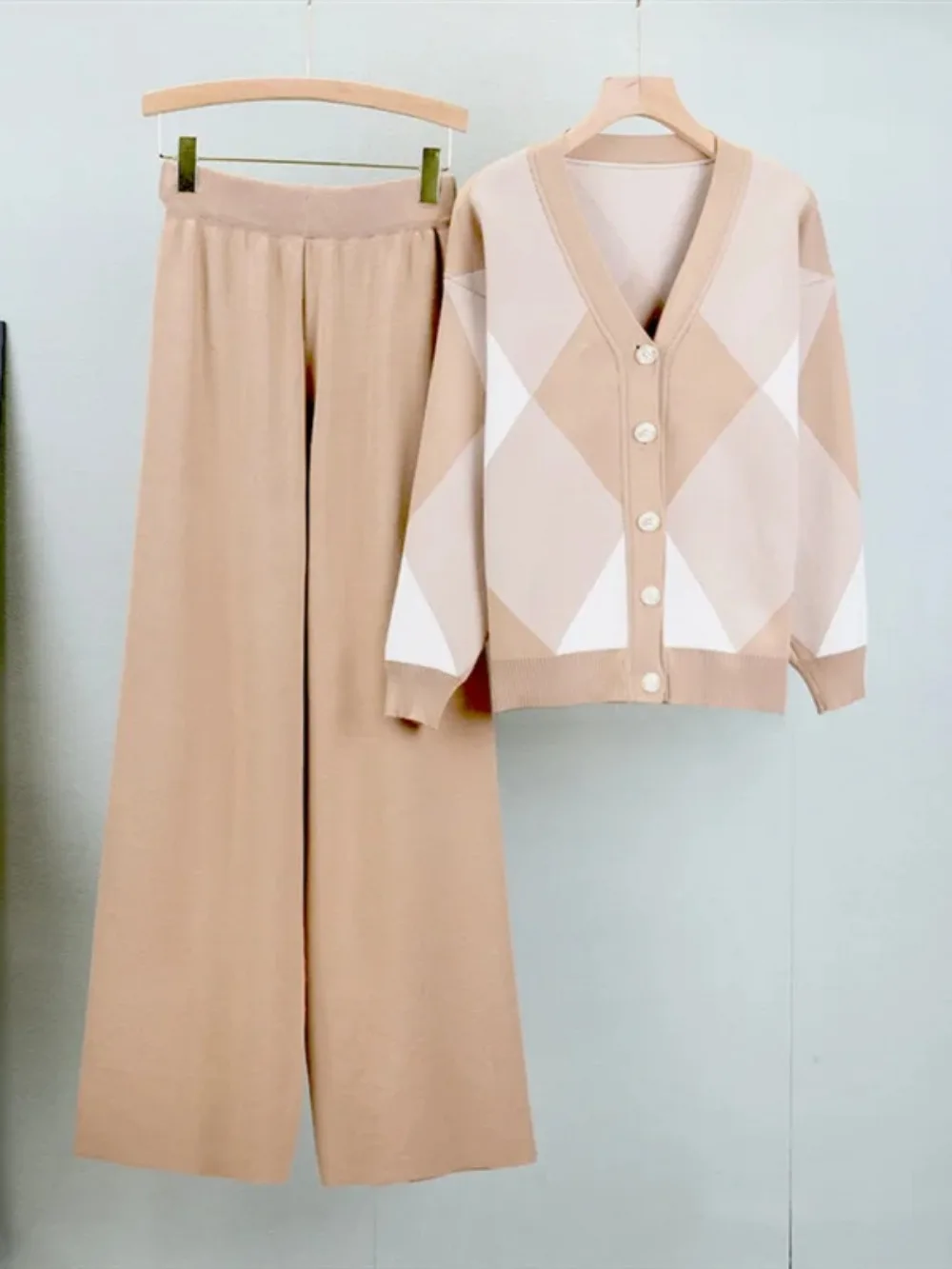 

Мусульманский комплект из двух предметов, женский свитер, зимний кардиган, комплекты с принтом, однобортное пальто, широкие брюки, костюм, свободный трикотаж, ансамбли