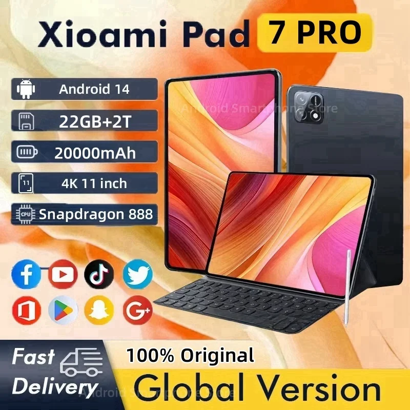 2025 nowy oryginalny Tablet xoami Pad 7 Pro 22GB + 2T 11 cali HD 4K Android 14 20000mAh 5G Dual SIM Phone Call WiFi GPS WPS Tablet PC