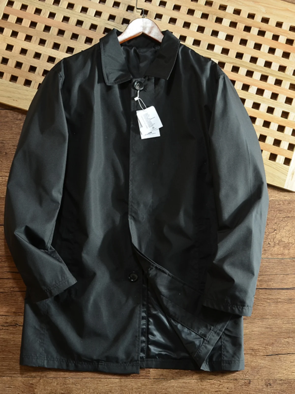 Waterproof Windproof Spring New Men's Fashion Casual Versatile  Color Mid-Length Thin Coat Jacket Outerwear Trendy