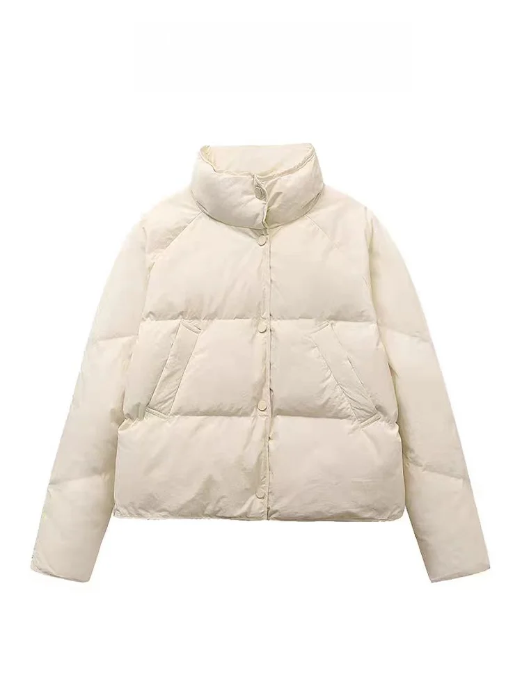 

Белая утепленная куртка-пуховик с воротником-стойкой для женщин, зимнее утолщенное хлопковое пальто, маленький размер, модная корейская версия