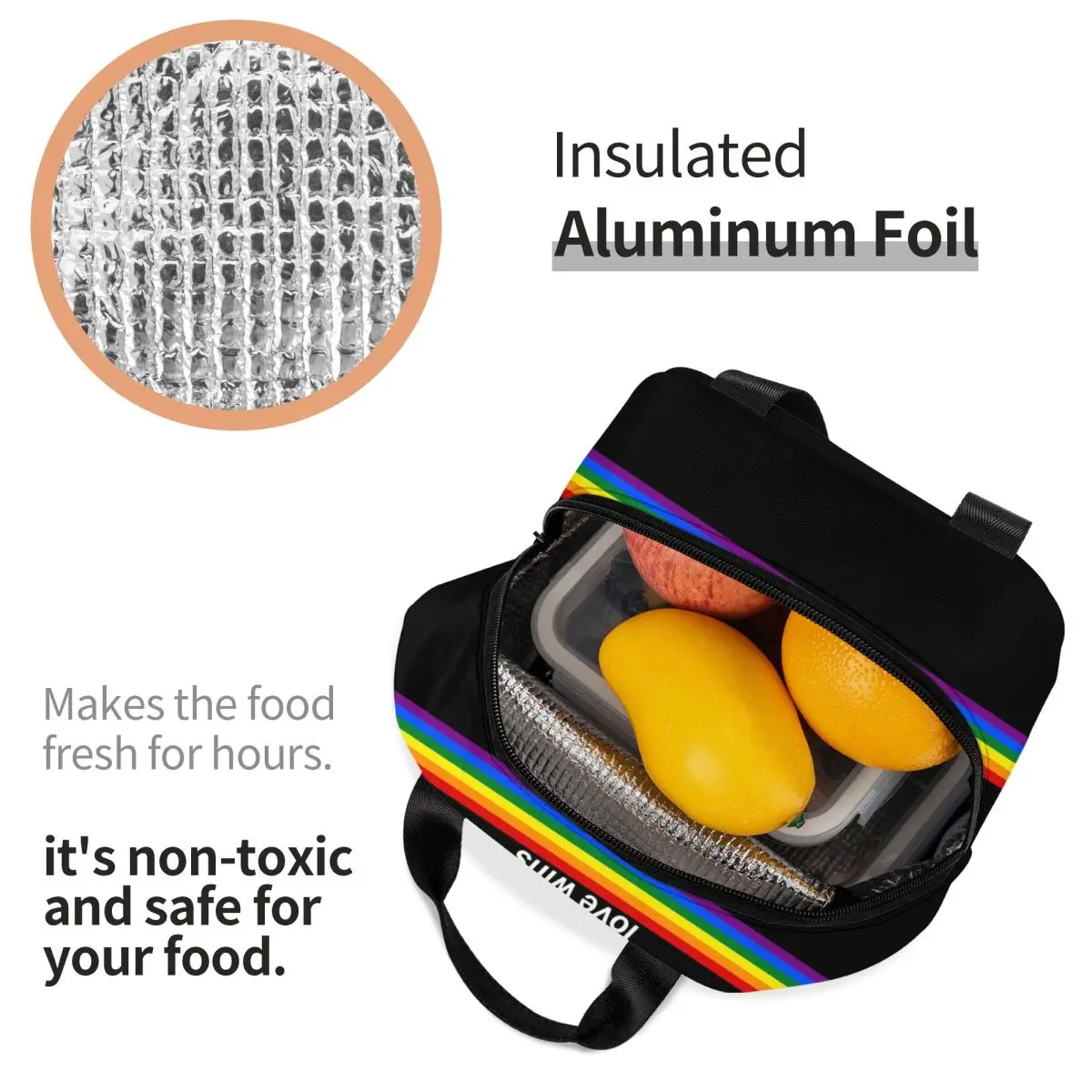 مخصص الحب يفوز فخر شريط الحرارية معزول أكياس الغداء النساء LGBT حاوية الغداء للعمل مدرسة السفر تخزين عبوة طعام #4