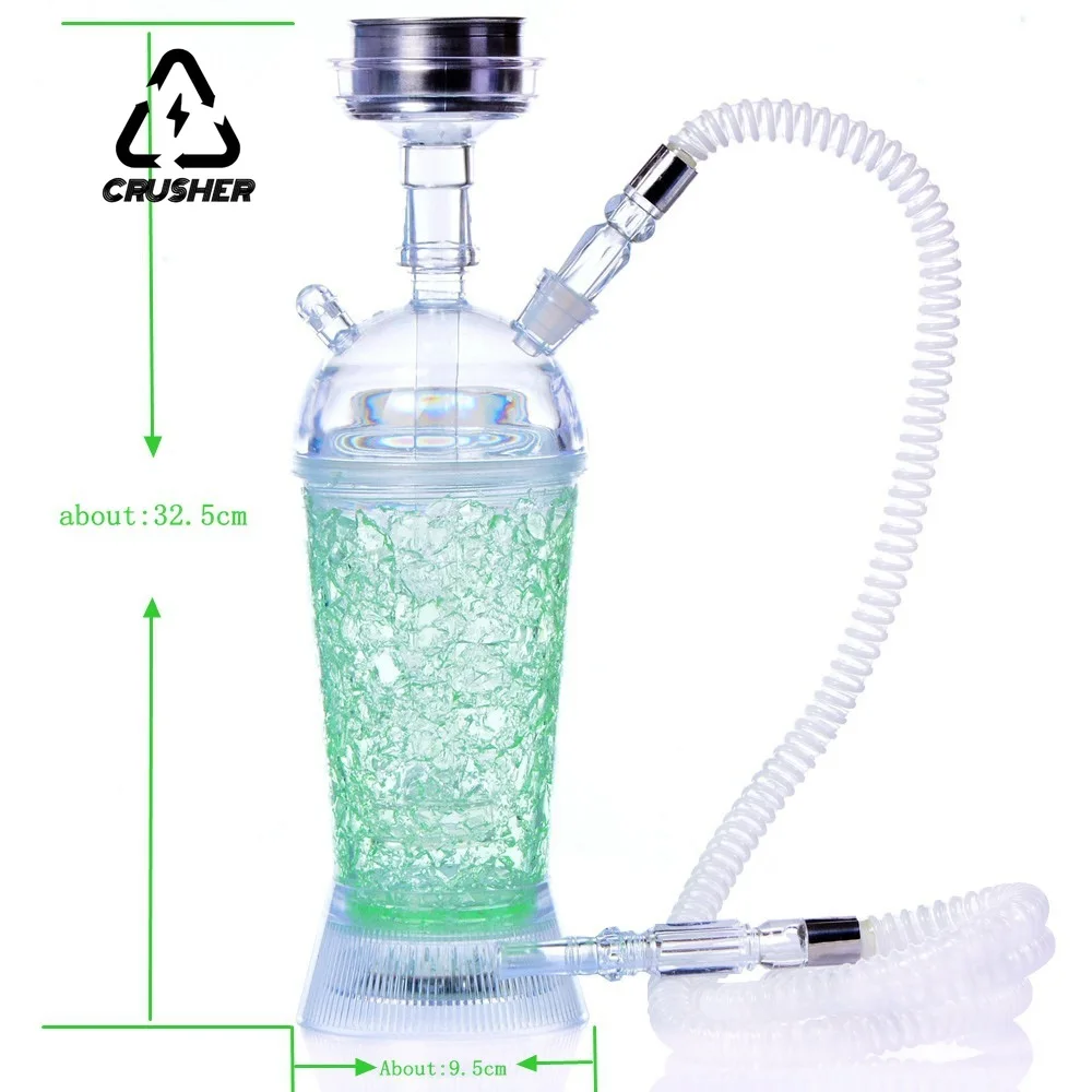 CRUSHER Portable Car Acrylic Hookah Set with LED Light Chicha Bowl Smoking Water Pipe Sheesha Narguile Complete Cachimbas Kit