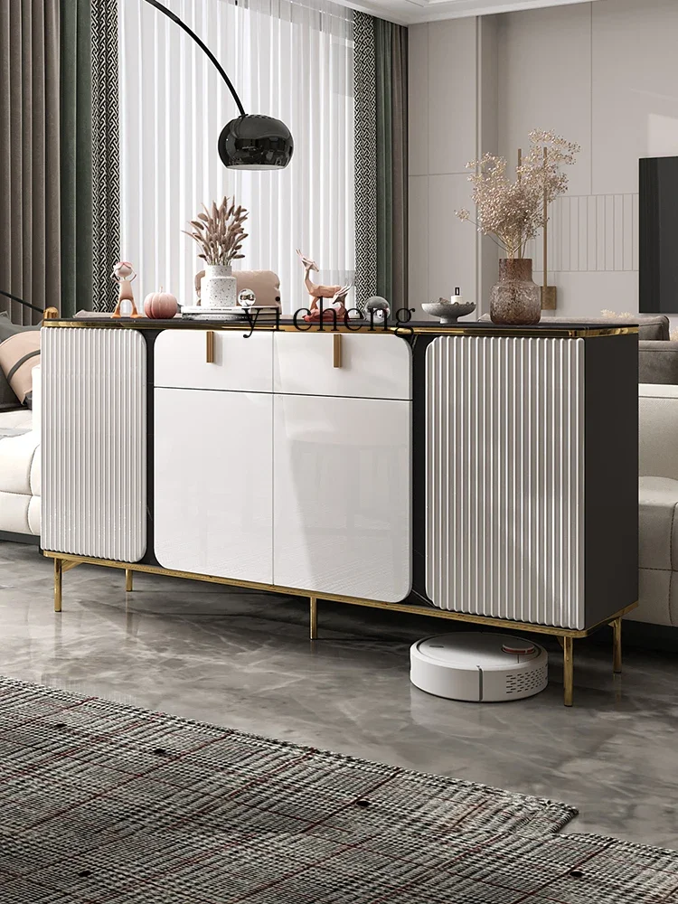 light luxury rock slab dining side cabinet high-end wall door cabinet Italian minimalist tea cabinet