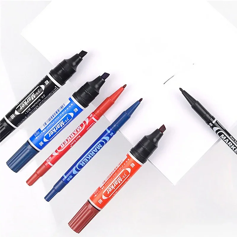 Dual Tip 1.0/1.5 2.0/6.0 mm Nib Marker กันน้ําสีดําสีฟ้าสีแดงมันมังงะ Art Marker ปากกานักเรียนโรงเรียนเครื่องเขียน Office