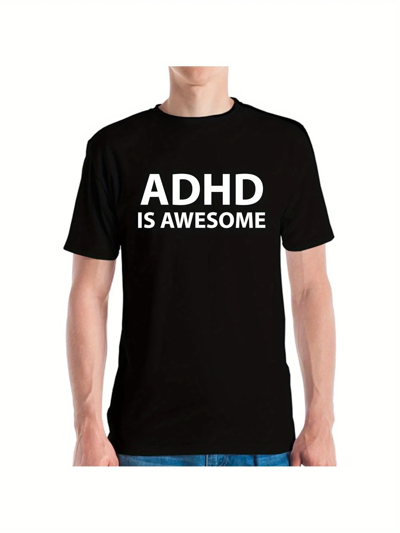 

Adhd Awareness Graphic T-Shirt: Candid Slogan, "Adhd Is Cool," Black Crew Neck Short-Sleeve Casual T-Shirt, Adult Regular Fit Casual Wear and Neurodiversity Support Clothing, Sporadic Mathematical Neurodiversity Fashion, Comfortable Support Slogan Shirt, 