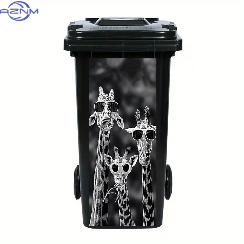 1pc Gray Ink Giraffe Theme Waterproof PVC Sticker - Fun Trash Can Decor, Outdoor Wall Art, Home Decoration