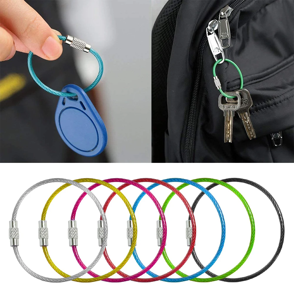 5-50PCS 2mm PVC Coating Wire Keychain 15cm Cable Loop Assorted Colored Keychain  DIY Keyring Luggage Tags Rope Tool Accessories