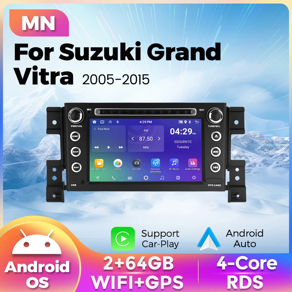 Android System Car Radio Wireless CarPlay Auto Multimedia Video Player GPS Navigation WiFi BT For Suzuki Grand Vitra 2005-2015