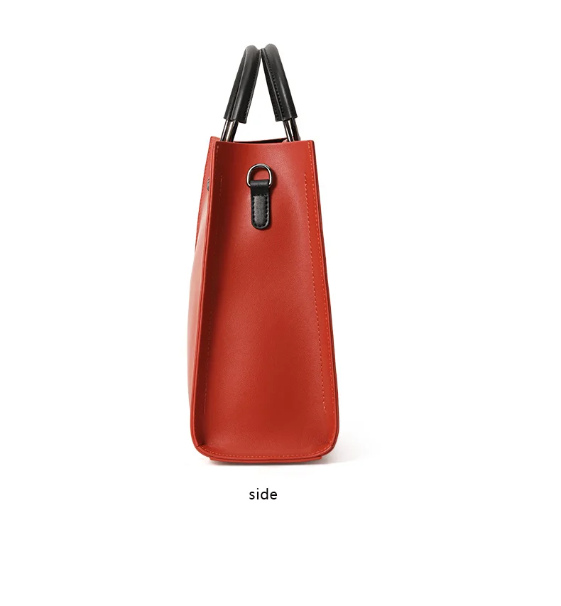 Damen-Handtasche aus Glattleder mit Rundem Ringgriff, Elegante Henkeltasche, Damen-Umhängetasche für Arbeit und Alltag – Detail 12
