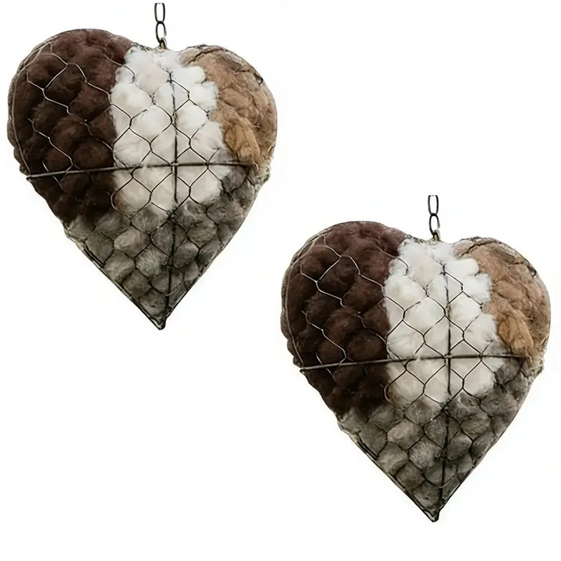 

CYCLI - Набор из 2 многоразовых декоративных сердец ручной работы из фибры для гнездования колибри, для сада