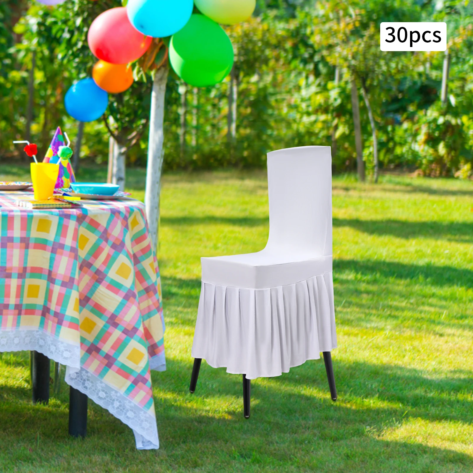 30-delige stretch spandex klapstoelhoezen, gegolfd rokontwerp, universele hoes voor bruiloft, feest, banket