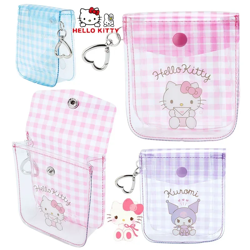 Sanrio Hello Kitty Lipstick Bag Anime Pvc Transparent Cosmetic Bag Small Storage Bag Candy Organizer Pouch Earphones Wallet Bag