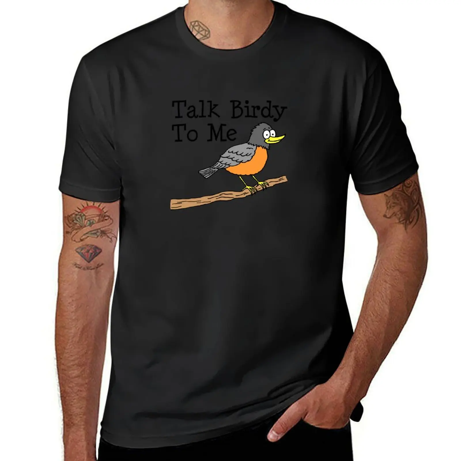 

Talk Birdy To Me Bird Pun T-Shirt shirts graphic tee vintage graphic tee oversized Short sleeve tee Men's clothing