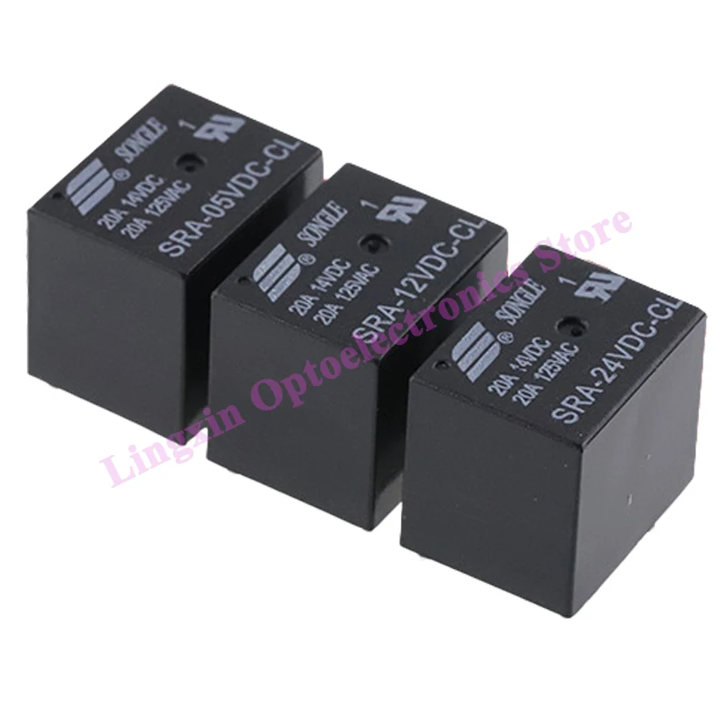 5Pcs SRA-05VDC 12VDC 24VDC -AL -CL SRA-12VDC-CL SRA-24VDC-AL 4Pin 5Pin 20A Power Relay PCB Type In stock Black Automobile Relays