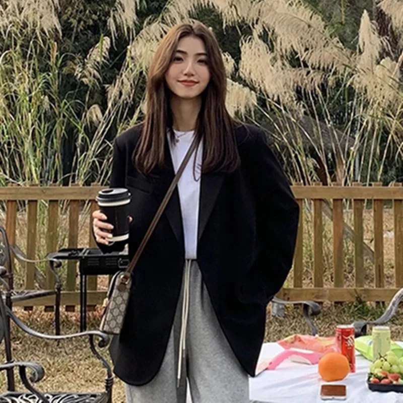 2025 Vroege herfst nieuw dun pak, slanke versie, los ontwerp damespak, effen kleur, trendy woon-werkkleding