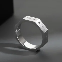 Minimalist Niche Seven Virtues Men's Ring Personalized Punk Retro Hip Hop Street Fashion Trend Party Jewelry RingAccessoriesGift