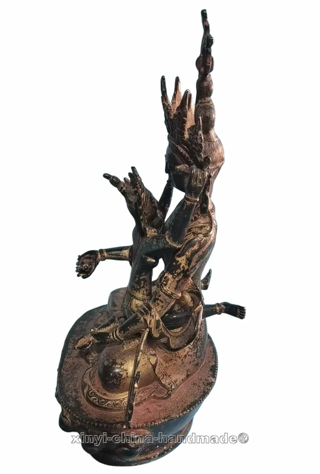 18cm Old Tibet King Kong Ming Vajra The queen Mandkesvara Yab-Yum Happy Buddha