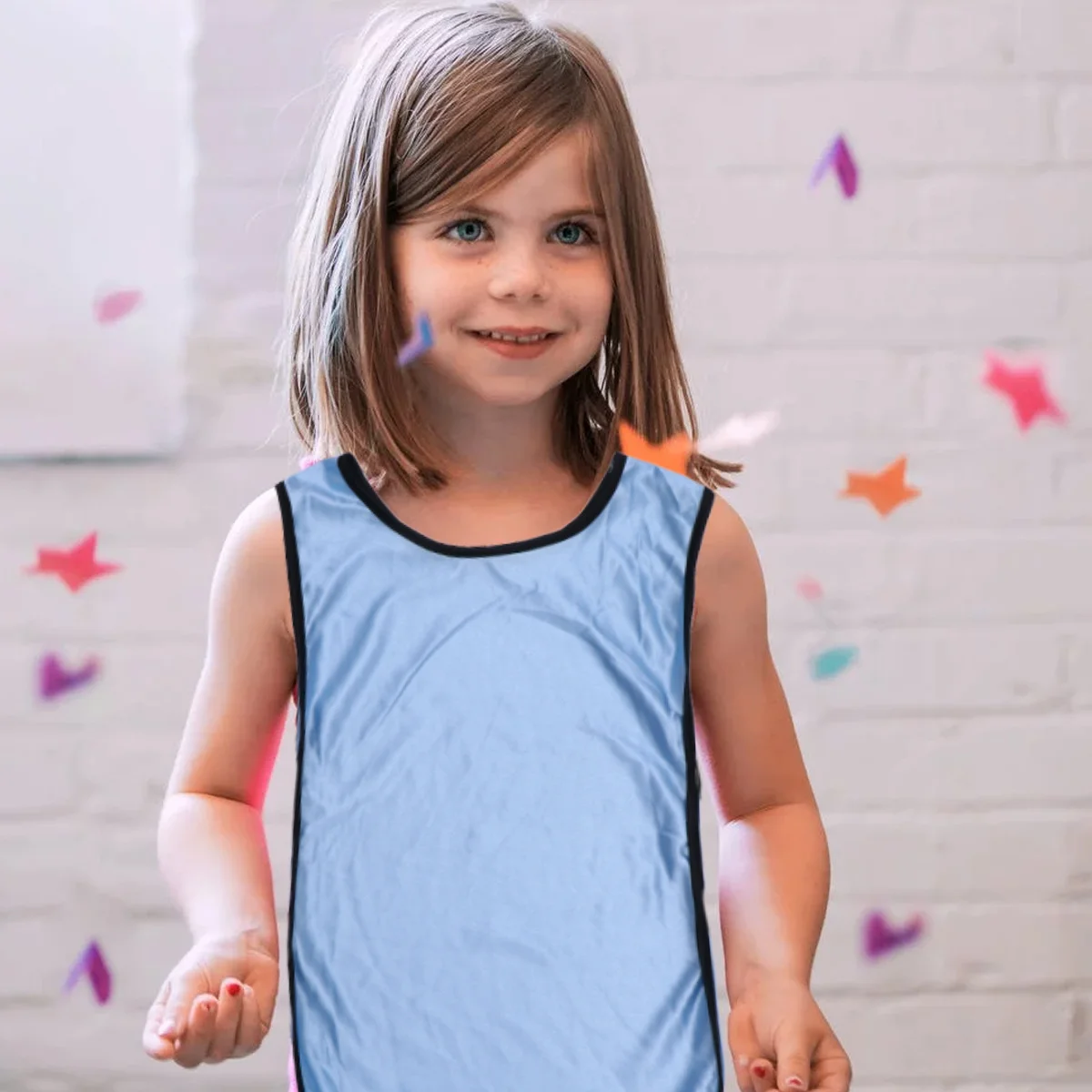 

6Pcs Training Vest Breathable Quickly Dry Light Blue Football Soccer Basketball Team Game Waistcoat Boys Girls Students Wear