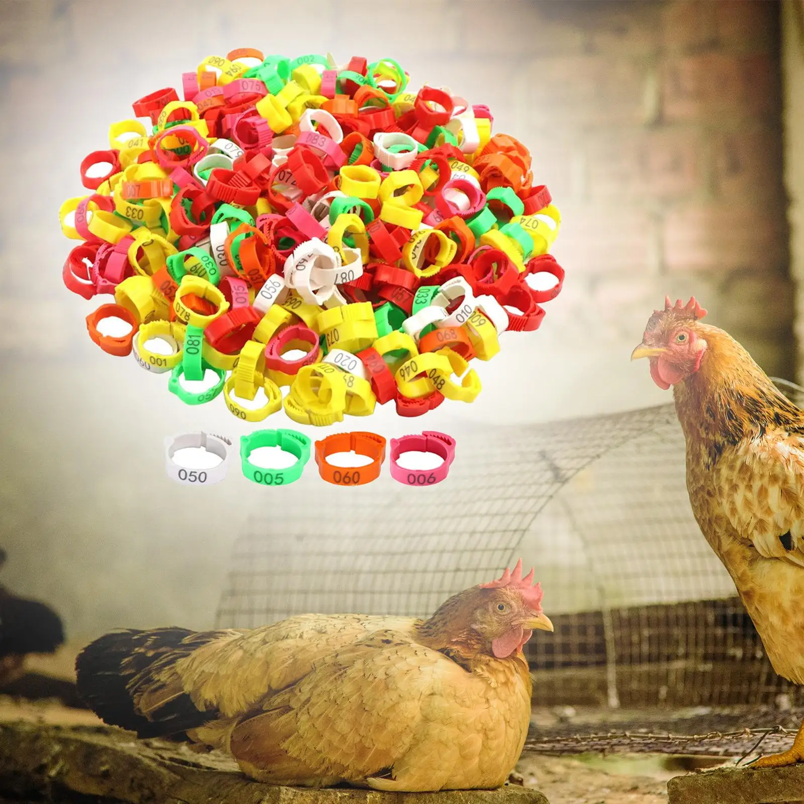 100 Stück Geflügel-Fußringe, Fußetikettenringe, Hühnermarker, Geflügel-Beinbänder für Tauben, Enten, Gänse, Vögel, Hühner