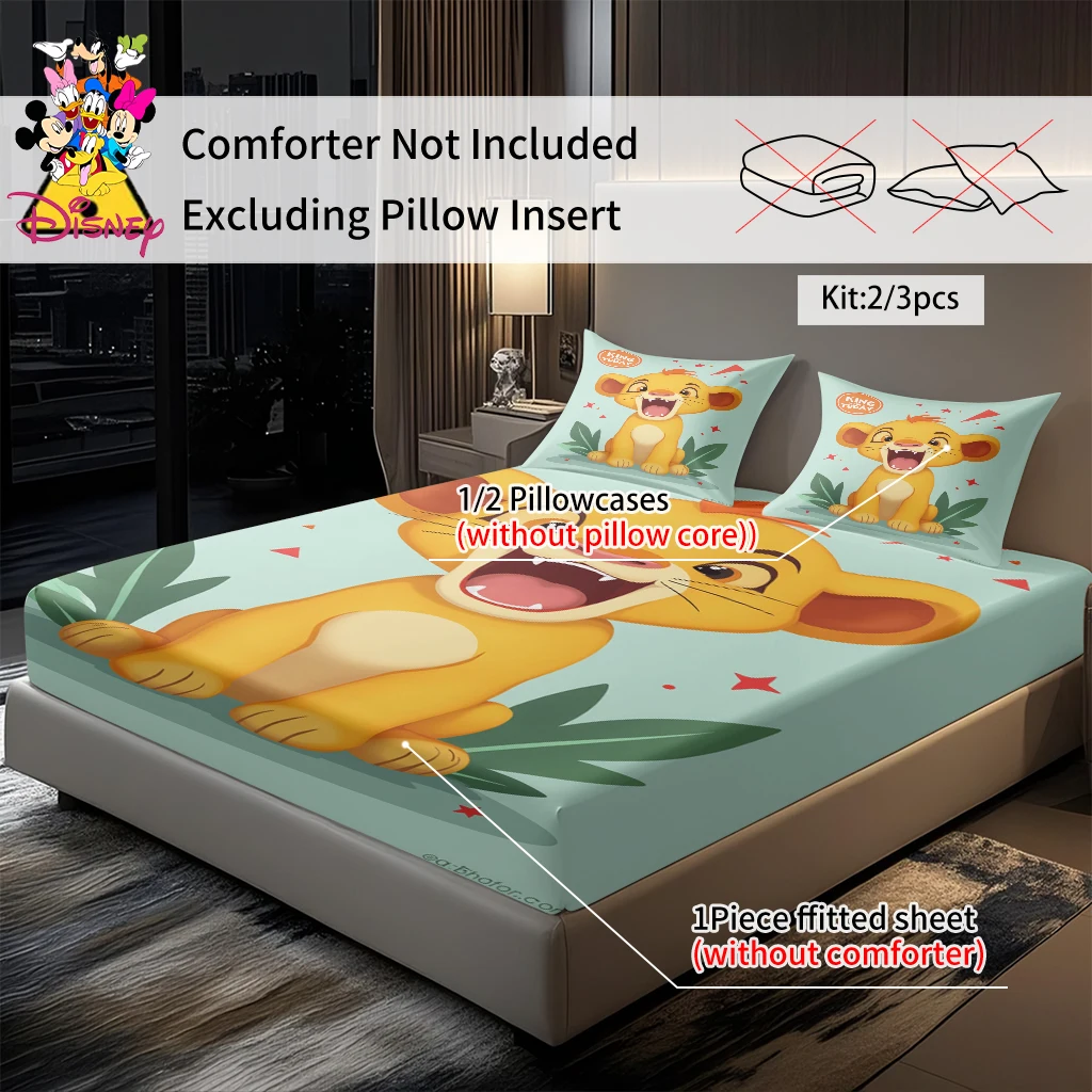 طقم ملاءات ديزني يونغ سيمبا مكون من 2/3 قطعة، قماش ناعم وقابل للغسل في الغسالة، هدية للعطلات للعائلة والأصدقاء