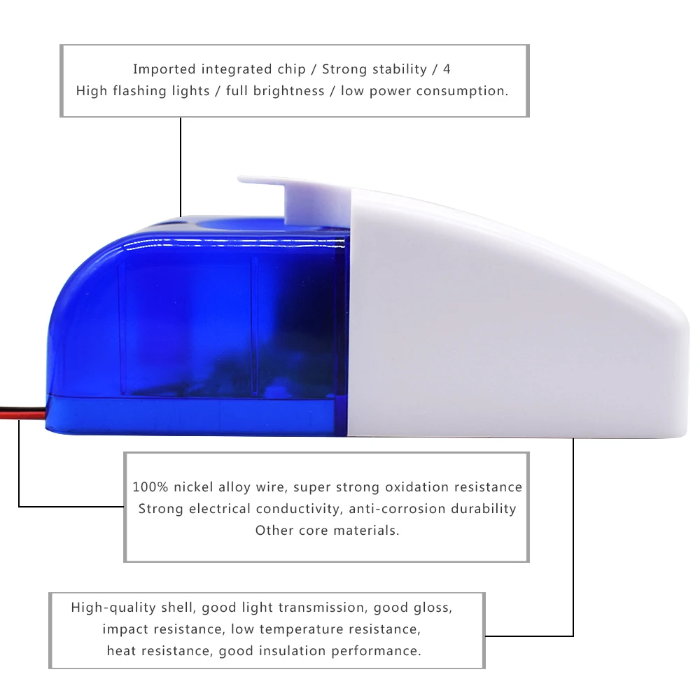 깜박이는 LED 스트로브 조명, 사이렌 레드 블루 유선 DC 12V, 24V, 110DB, 2 가지 스타일