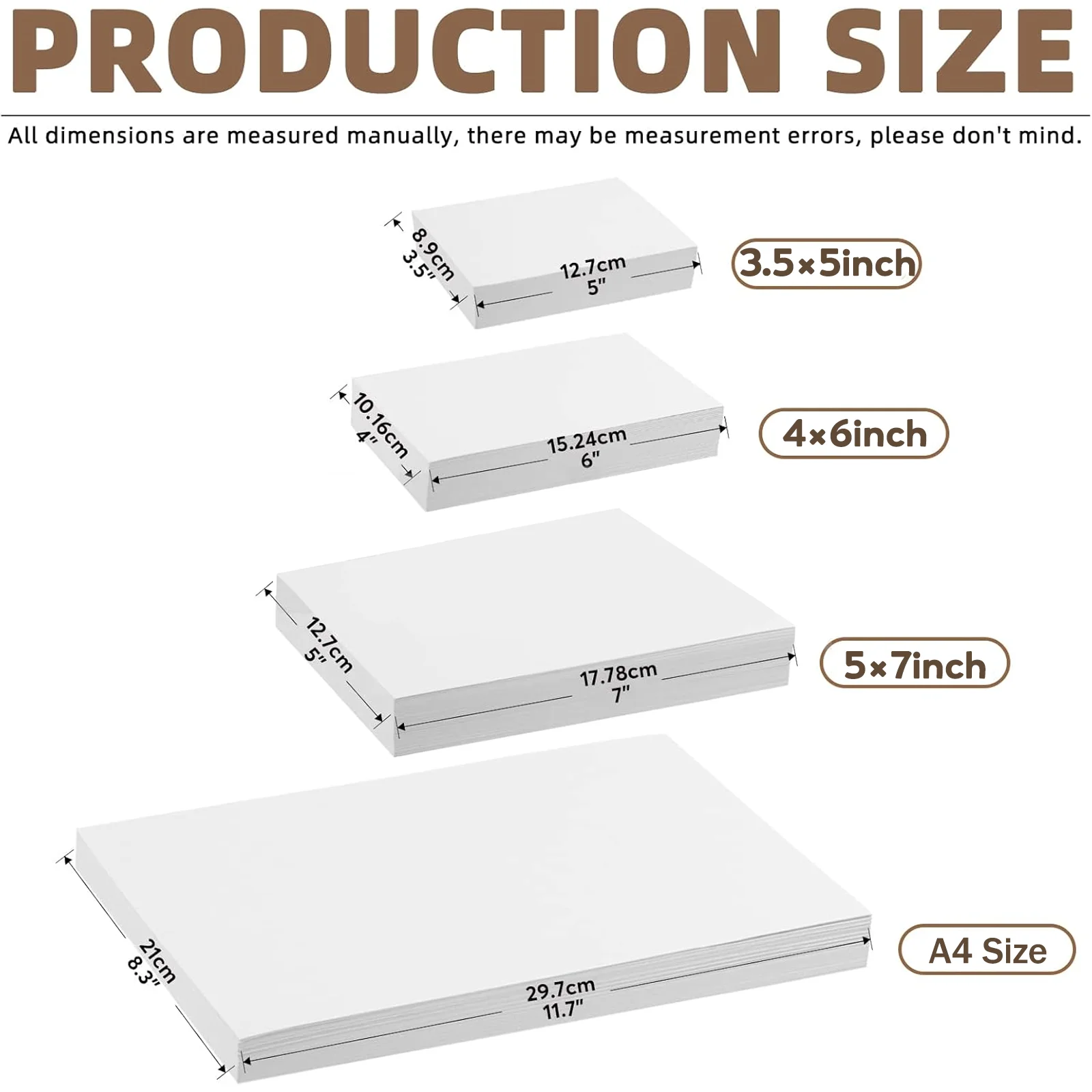 HUSPER 100/20 Sheets Glossy Inkjet Photo Paper 180Gsm 3R/4R/5R/A4 Single-Sided Inkjet Compatible Home Office Use with Grey Back