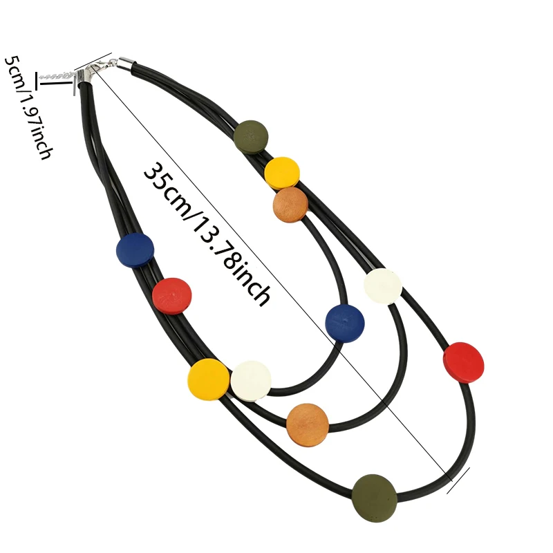 UKEBAY Mehrschichtige Statement-Anhänger-Halskette aus Gummi für Frauen, Boho-Modeschmuck, einzigartige Halskette für Party, Festival und Alltag. – Detail 6