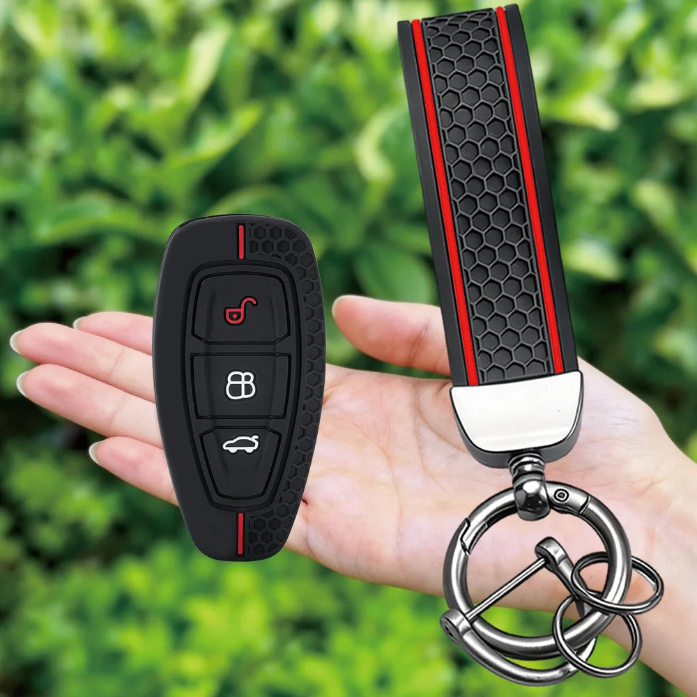 Car Key Pack for Ford ST Line Fiesta Focus Mondeo Ecosport Kuga Edge Escape Metallic Silicone Car Key Fob Case Accessories