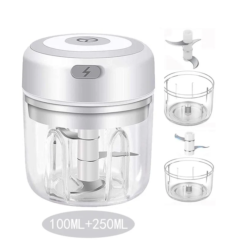 다기능 전기 마늘 다지기 100/250mL 휴대용 야채 분쇄기 양파 믹서 주방용 분쇄기