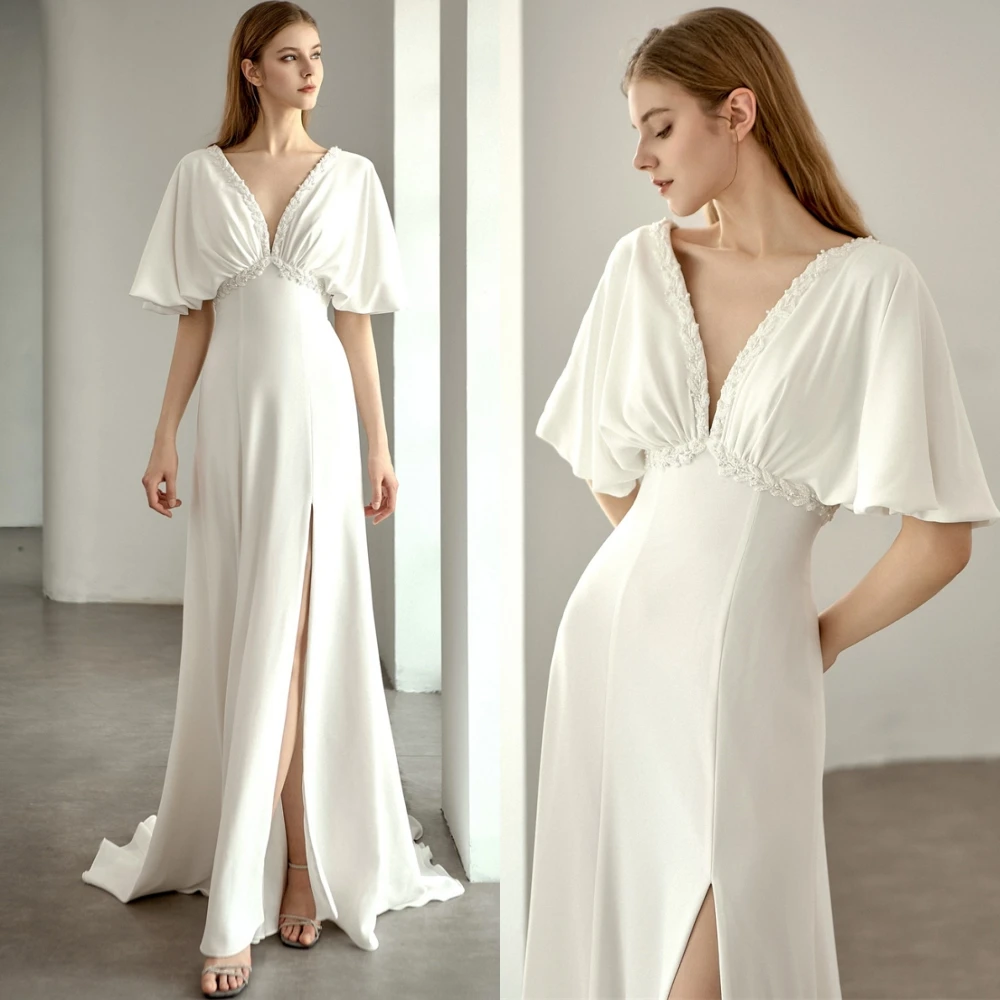 فستان سهرة شيفون أنيق مخصص بأكمام فراشة رائعة فساتين حفلة موسيقية عالية الجودة فساتين المناسبات الخاصة