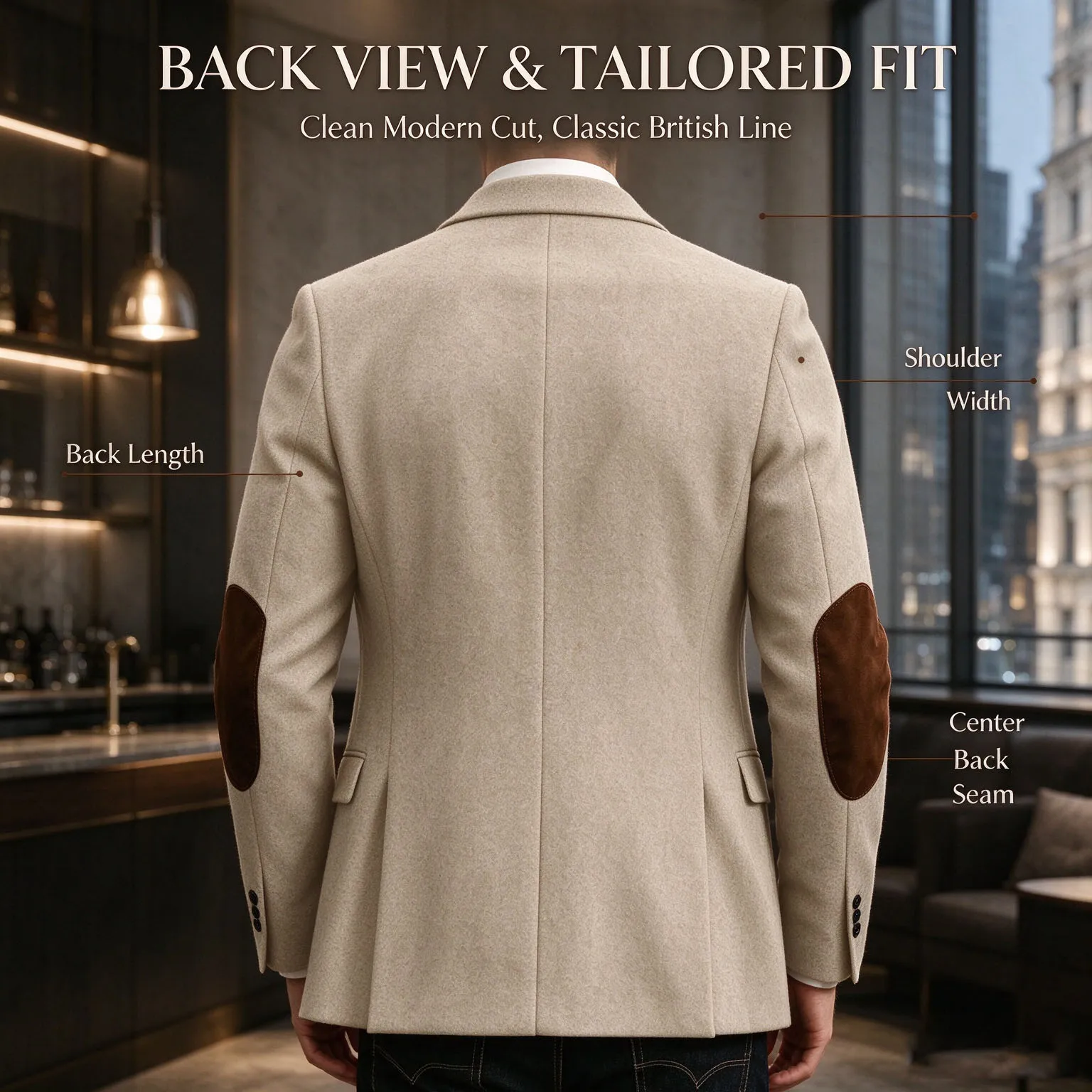 Men‘s Wool Blend Blazer Notched Lapel Elbow Patches Sport Coat Vintage British Smart Casual Suit Jacket Autumn Winter Outerwear